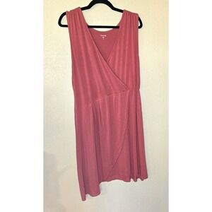 Garnet‎ Hill Rusty Orange Tank Faux Wrap Skirt Midi Sun Dress Size XL